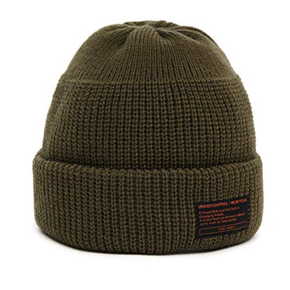 UNDERCONTROL Winter Trawler Fisherman Beanie Men Women Unisex Stylish Plain Docker Skull Hat Roll up Watch Cap Color Pack - color: Combat Khaki