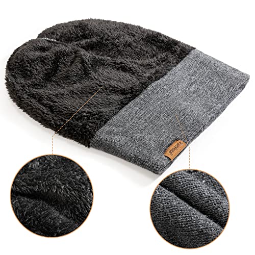 Beanie for Men Winter Thermal Cuffed Knit Hat Warm Gifts Womens Beanies - color: Dark Gray