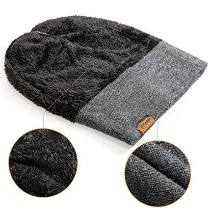 Beanie for Men Winter Thermal Cuffed Knit Hat Warm Gifts Womens Beanies - color: Dark Gray