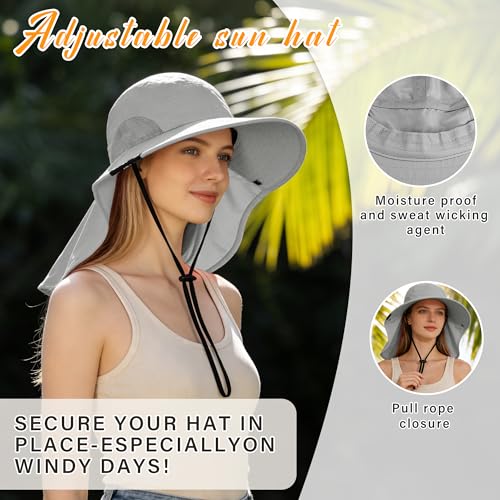 Tirrina Women's Sun Hat Wide Brim, UV Protection Sun Hats for Women - color: Gray