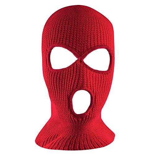 Super Z Outlet Knit Sew Acrylic Outdoor Full Face Cover Thermal Ski Mask One Size Fits Most - color: Red