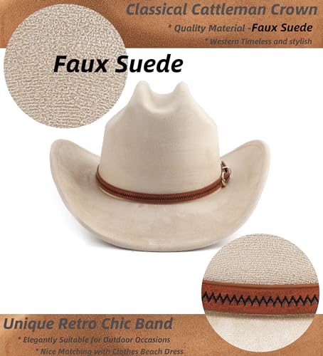 Pro Celia Cowboy Hat for Women and Men Wide Brim Western Cowgirl Hat - color: Beige