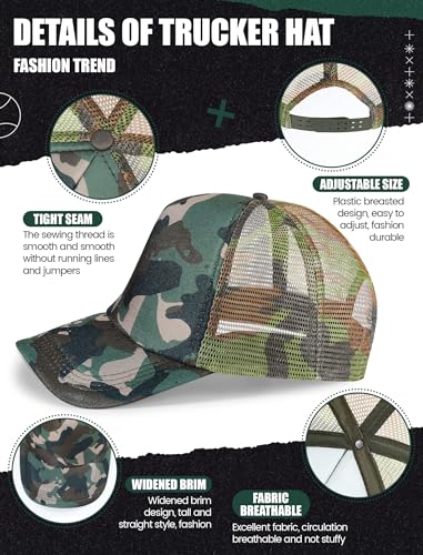 Tarpop 10 Pcs Sublimation Blank Trucker Hats Bulk - color: Camouflage