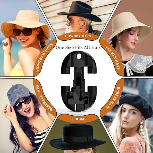 Coopache Adjustable Hat Stretcher, Expander for Fitted Baseball Caps Black
