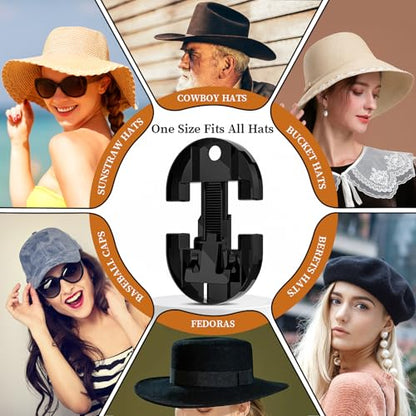 Coopache Adjustable Hat Stretcher, Expander for Fitted Baseball Caps Black