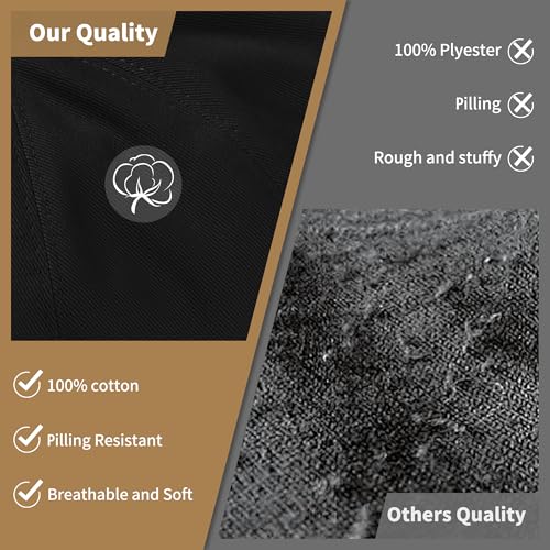 KUJUHA Newsboy Cap for Men Flat Cap 100% Cotton Irish Gatsby Ivy Golf Cabbie Hat Driving Hat - color: Black, size: Large
