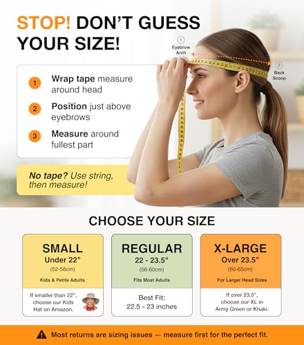 GearTOP Safari Hat for Men Sun Hats for Women UV Protection UPF 50+ Fishing, Gardening, Hiking Hat (22-23 1/2") - color: Khaki & Army Green Standard 2 Pack
