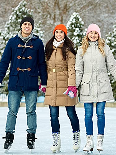 Geyoga 6 Pieces Multicolor Winter Beanie Hats Warm Knitted Cuffed Skull Cap for Adults - color: White, Pink, Dark Orange, Black, Black and Caramel
