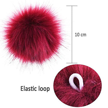 SIQUK 30 Pieces Faux Fur Pom Pom for Hats with Elastic Loop - color: Bright Color