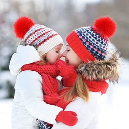 Tatuo 16 Pcs Faux Fur Pom Poms for Hats, Red - color: Red