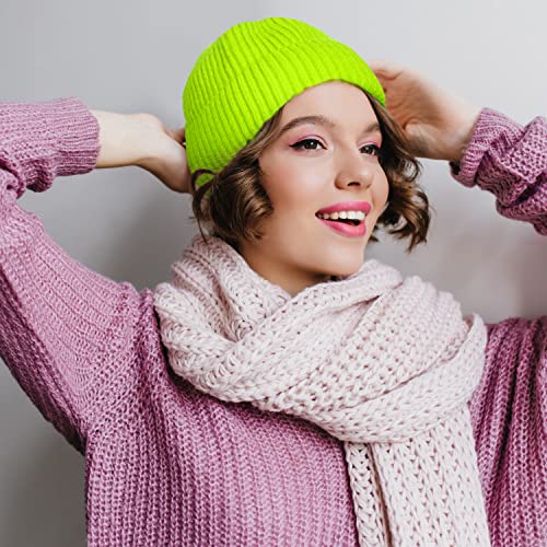 ROYBENS Swag Wool Knit Cuff Short Fisherman Beanie for Men Women Winter Hat - color: 1pcs-neon Green