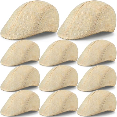 Eurzom Men's Newsboy Flat Cap Cabbie Hat for Men Cotton Weave - color: Beige