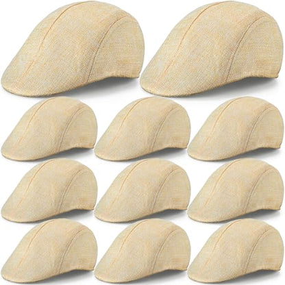 Eurzom Men's Newsboy Flat Cap Cabbie Hat for Men Cotton Weave - color: Beige