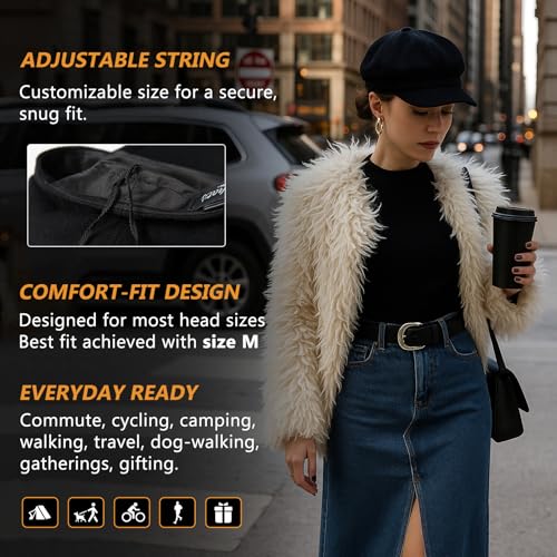 Comhats Women's Wool Winter Warm Newsboy Hats, Fashion Pageboy Beret Cap - color: 67145_black(satin Lined) a, size: Large