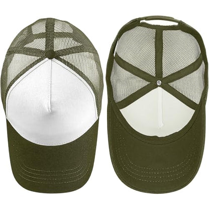 Falari 12 Pack Bulk Wholesale Mesh Trucker Hats 5 Panel and 6 Panel Baseball Caps for Men and Women - color: 5 Panel - Army Green