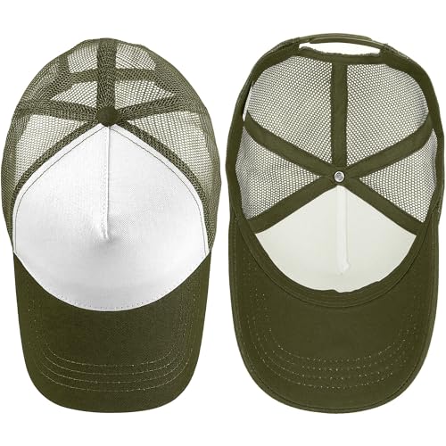 Falari 12 Pack Bulk Wholesale Mesh Trucker Hats 5 Panel and 6 Panel Baseball Caps for Men and Women - color: 5 Panel - Army Green