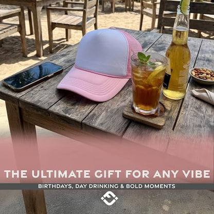 Funky Junque Blank Mesh Foam Lightweight Snapback Trucker Hat - color: White/Light Pink
