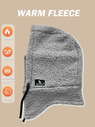 Shy Velvet Sherpa Hood Balaclava Wind-Resistant Ski Mask for Men and Women - color: Gray