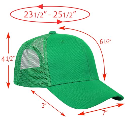 Falari Trucker Hat Baseball Cap Structured Plain Design 6 Panel, Adjustable Size - color: 1pk Kelly Green