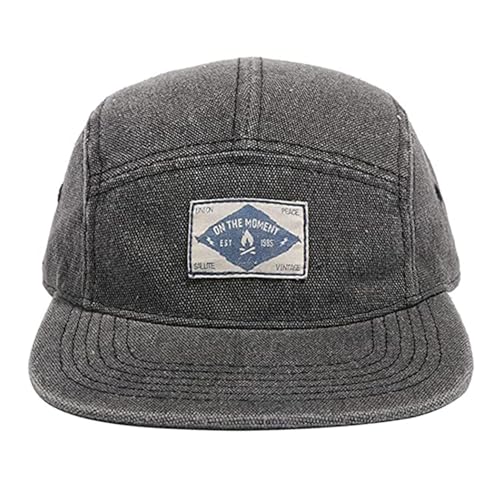 Croogo 5 Panel Hat Flat Brim Baseball Cap for Men Women Vintage Streetwear - color: 5p02-black