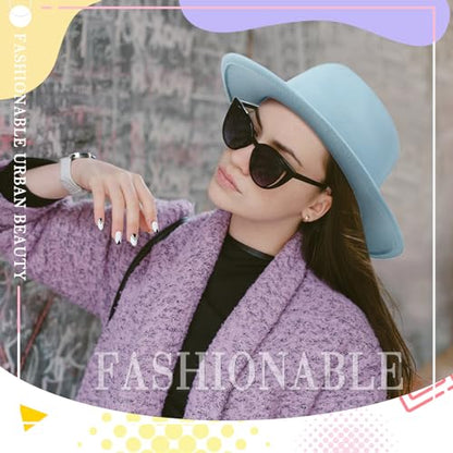 Hercicy Wool Fedora Hat for Women - color: Yellow, Pink, Green, Blue