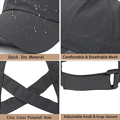 Womens Ponytail Hat Baseball Cap, Adjustable Criss Cross Baseball Cap High Bun Unisex Quick Drying Trucker Hats - color: Zdark Gray