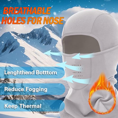 Breathable Balaclava Ski Mask for Men Women, Warm Winter Face Mask for Cold Weather Motorcycling Skiing Outdoor Work - color: Light Grey