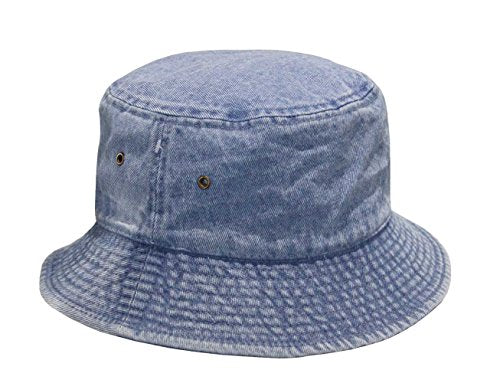 Newhattan Short Brim Visor Cotton Bucket Sun Hat - color: Denim Blue, size: Large-X-Large