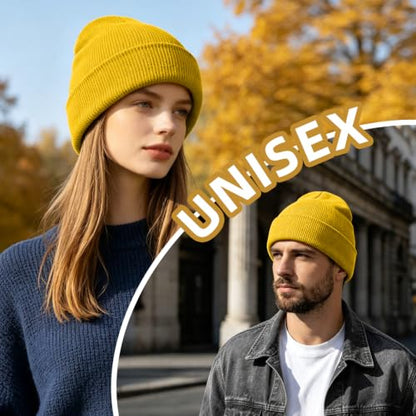 ZOORON Beanie for Men Women Slouchy Winter Beanie Hats Cuffed Skull Caps - color: 1pack-bright Yellow