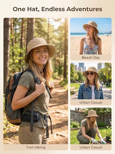 Waterproof Bucket Hat UPF50 Quick Dry Sun Hat for Men Women Lightweight Hiking Fishing Cap Foldable Packable Outdoor - color: Khaki