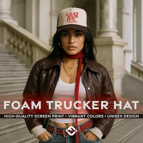 Funky Junque Premium Mesh Snapback Trucker Hat - Stylish Comfort for All - Patriotic, Humor & More - color: Easy Tiger - Brown/Beige
