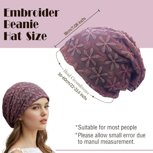 Crochet Slouchy Beanie Hat Turbans Headware for Women - color: Bea05 - Purple
