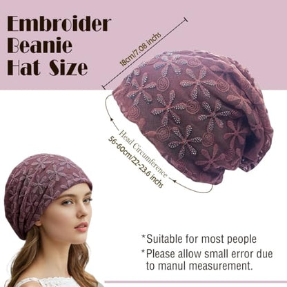 Crochet Slouchy Beanie Hat Turbans Headware for Women - color: Bea05 - Purple