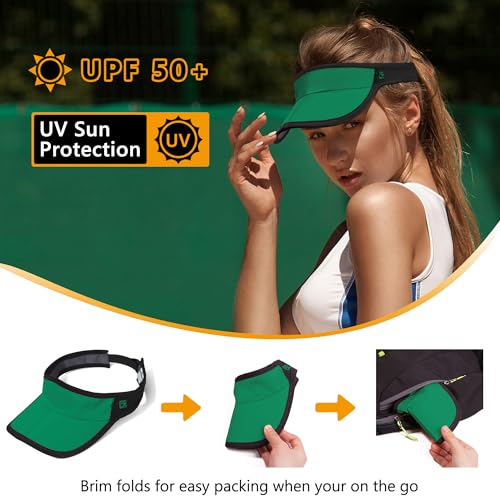 GADIEMKENSD Foldable Sun Visor Hat UPF 50+ Lightweight Adjustable - color: Dark Green Black