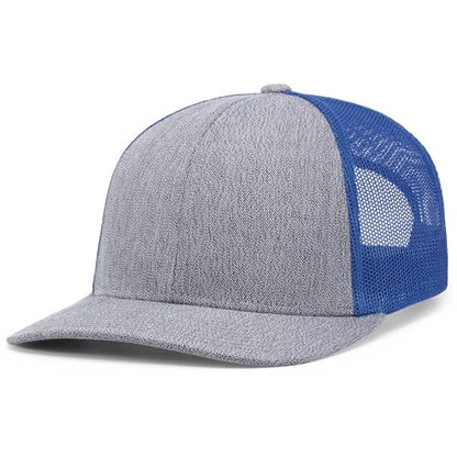 Pacific Headwear Melange Heather Low-Profile Trucker - color: Grey Heather/Royal/Grey Heather