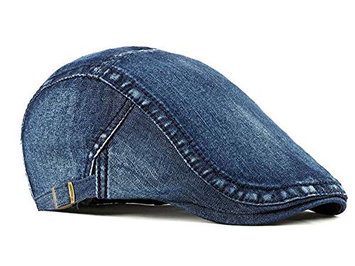 2 Pack Mens Denim Cotton Newsboy Cap Ivy Gatsby Driving Hunting Cabbie Hats - color: 2 Pack-c