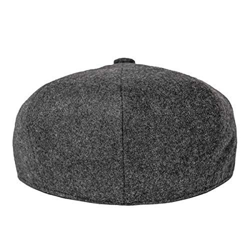 Men Wool Blend 8 Panel Newsboy Cap - color: Dark Grey, size: 7 1/8