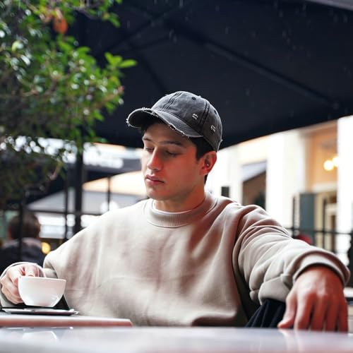 Classic Vintage Distressed Baseball Cap, Washed Cotton, Adjustable Fit - color: C-black