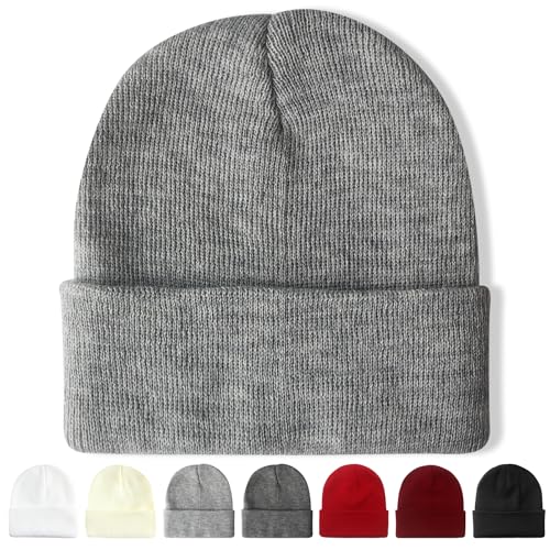 NPQQUAN Beanie for Women Winter Hats for Mens Beanie Cuffed Knit Beanies - color: Pure Grey