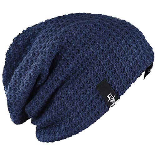 FORBUSITE Mens Slouchy Long Beanie Knit Cap for Summer Winter, Oversize - color: B08-navy Blue, size: Large
