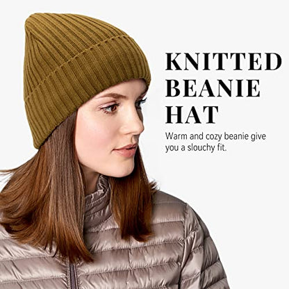 OZERO Winter Beanie for Men Women,Thermal Knit Soft Fleece Lined Hats - color: Brown