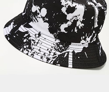 Quanhaigou Bucket Hats Unisex Summer Travel Beach Fisherman Cap for Men Women Teens - color: Black White Graffiti