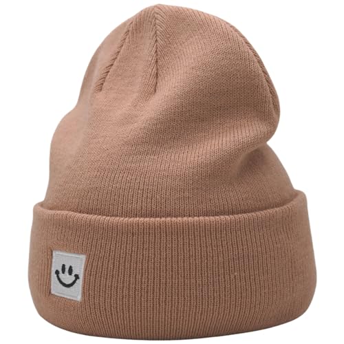55cube Unisex Winter Beanie Hats Warm Thick Knit Cuffed Skullcaps - color: Apricot Crush