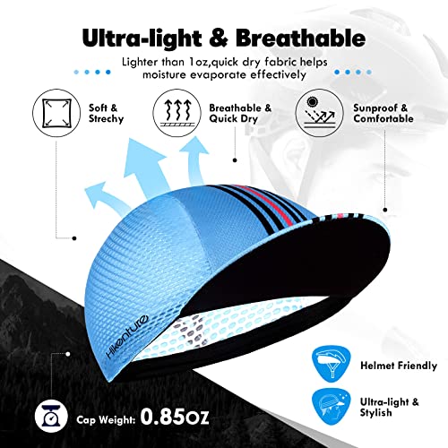 Hikenture Cycling Cap,Cooling Skull Cap Bike Hat with Sun Visor, Summer Breathable Helmet Liner Biking Cap for Men Women - color: Blue Rainbow