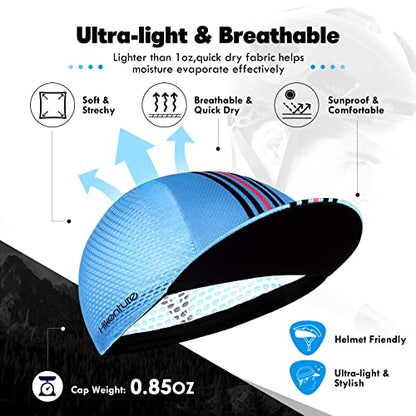 Hikenture Cycling Cap,Cooling Skull Cap Bike Hat with Sun Visor, Summer Breathable Helmet Liner Biking Cap for Men Women - color: Blue Rainbow