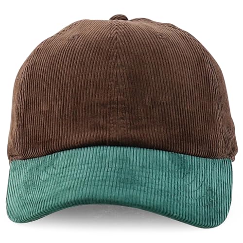Trendy Apparel Shop Cotton Corduroy Unstructured Baseball Cap Dad Hat - color: Dark Brown Green