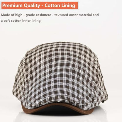 Women's Berets: Black Houndstooth Red Beret Hats for Women Fall Winter Fashion Outfit - color: Advance-plaid-brown