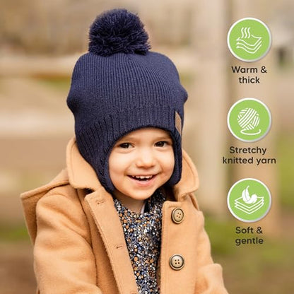 KeaBabies Baby Beanies, Winter Baby Hats for Boys, Girls (Navy, 6-36M) - color: Navy