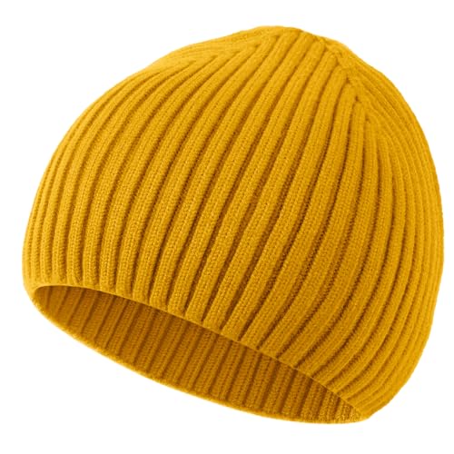 ROYBENS Wool Beanie for Men Women, Seamless Knit Warm Winter Hat Skull Caps - color: 1pcs-yellow