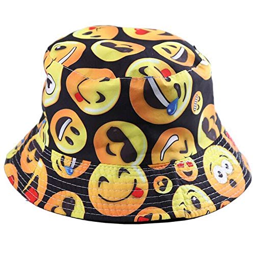 BYOS Unisex Trendy Reversible Lightweight Printed Bucket Hat Packable Outdoor - color: Black